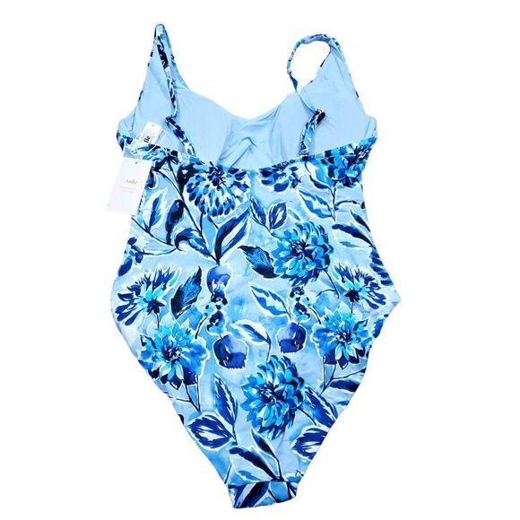 Andie Swim Blue Floral Baia One Piece Swimsuit Size Medium - Picture 3 of 8
